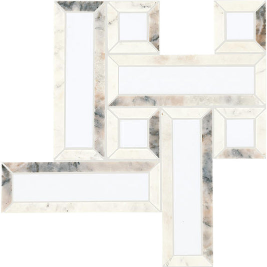 12x12 Gamma Basketweave  Mosaic Marble-Look Polished Smooth Stone Tile Gray Marble