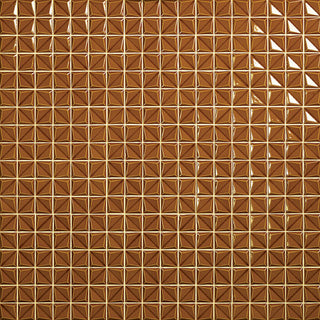 Amber Gold - 12x12 Artefino Vintage Mosaic Solid-Color Glossy 3D-Geometric Pyramid Porcelain Tile