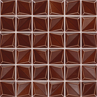 12x12 Artefino Vintage Mosaic Solid-Color Glossy 3D-Geometric Pyramid Porcelain Tile