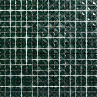 Forest Green - 12x12 Artefino Vintage Mosaic Solid-Color Glossy 3D-Geometric Pyramid Porcelain Tile