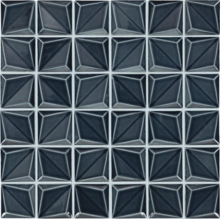 12x12 Artefino Vintage Mosaic Solid-Color Glossy 3D-Geometric Pyramid Porcelain Tile