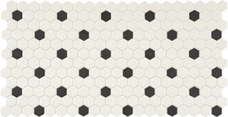 Black White - 12x24 Keystones Hexagon Mosaic Mixed-Color Matte Smooth Porcelain Tile