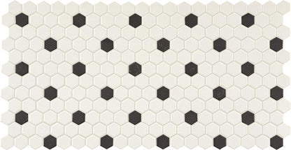 2x2 Keystones Hexagon  Mosaic Mixed-Color Matte Smooth Porcelain Tile Black White