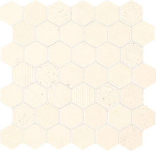 12x13 Limestone Hexagon Mosaic Stone-Look Polished Textured Limestone Tile