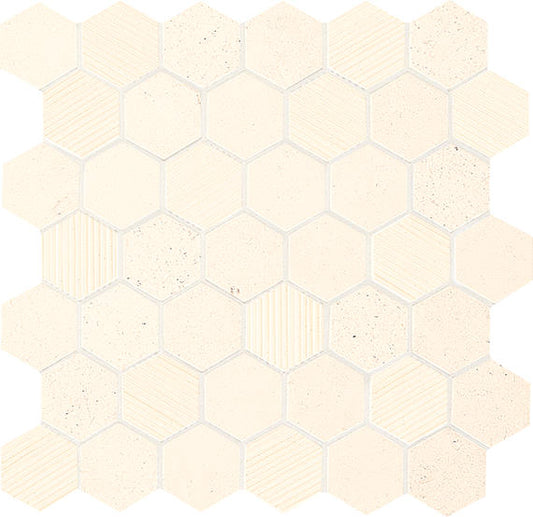 12x13 Limestone Hexagon Mosaic Stone-Look Polished Textured Limestone Tile