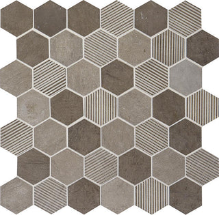 12x13 Limestone Hexagon Mosaic Stone-Look Polished Textured Limestone Tile
