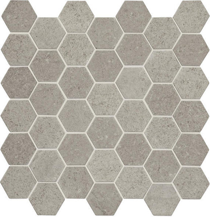 2 Raine Hexagon  Mosaic Mixed-Color Honed Smooth Marble Tile Taupe Gray