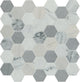 2 Raine Hexagon  Mosaic Mixed-Color Honed Smooth Marble Tile Storm Gray