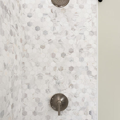 2 Raine Hexagon  Mosaic Marble-Look Honed Smooth Marble Tile Marble White