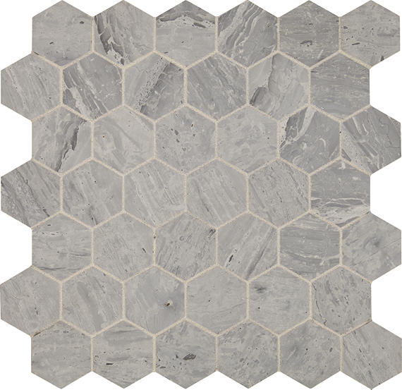 13x13 Fonte Hexagon  Mosaic Marble-Look Honed Natural Marble Tile Slate Gray
