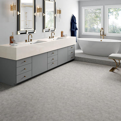 13x13 Fonte Hexagon  Mosaic Marble-Look Honed Natural Marble Tile Silve Gray