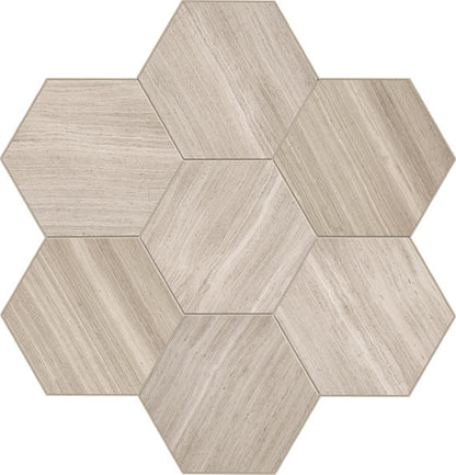 2 Limestone Hexagon  Mosaic Marble-Look Honed Smooth Limestone Tile Light Beige