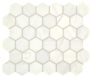 11x12 Marble Hexagon Mosaic Marble-Look Honed Smooth Marble Tile