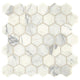 2 Marble Hexagon  Mosaic Stone-Look Honed Smooth Marble Tile Marble White