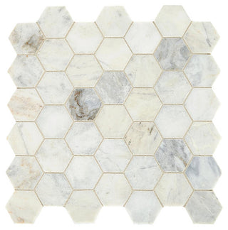 12x12 Hexagon Mosaic Honed Smooth Marble Tile
