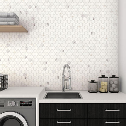 2 Marble Hexagon  Mosaic Stone-Look Honed Smooth Marble Tile Ivory Marble