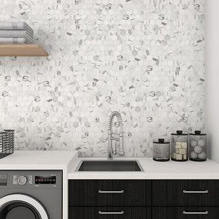 White Gray - 12x12 Hexagon Mosaic Honed Smooth Marble Tile