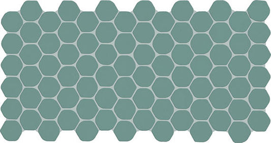 2 Keystones Organic Penny Round  Mosaic Solid-Color Matte Smooth Porcelain Tile Teal Blue