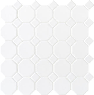 12x12 Octagon & Dot Octagon Diamond Mosaic Solid-Color Matte Smooth Ceramic Tile