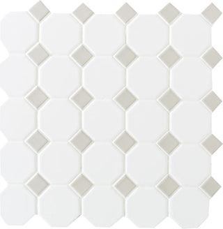 12x12 Octagon & Dot Octagon Diamond Grid Mosaic Mixed-Color Matte Smooth Ceramic Tile