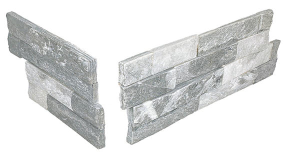 6x24 Stacked Stone Random Pattern  Natural Stone-Look Matte Riven Quartzite Tile Silver Ice