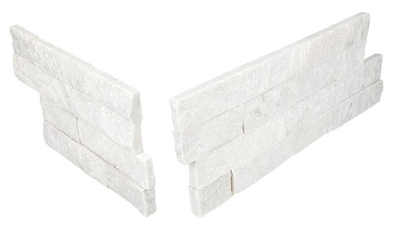 6x24 Stacked Stone Random Pattern  Natural Stone-Look Matte Riven Quartzite Tile Frost White