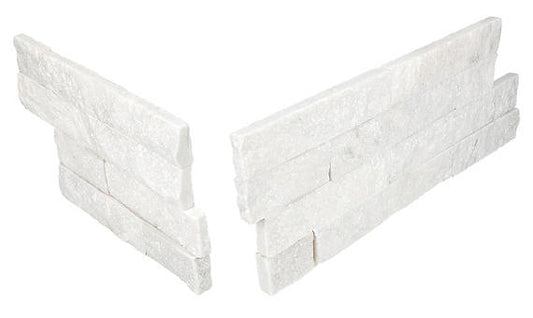 6x24 Stacked Stone Random Pattern  Natural Stone-Look Matte Riven Quartzite Tile Frost White