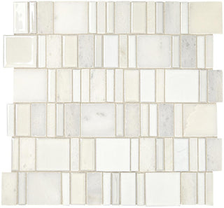 White Gray - 14x14 Midpark Mosaics Random Pattern Mosaic Mixed-Material Look Matte Smooth Porcelain Tile