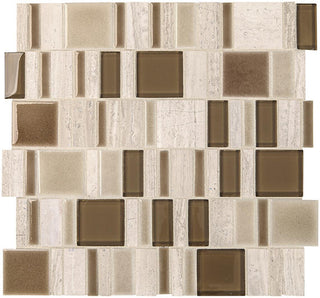14x14 Midpark Mosaics Random Pattern Mosaic Mixed-Material Look Matte Smooth Porcelain Tile