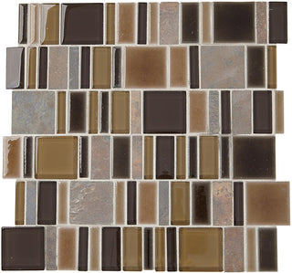 14x14 Midpark Mosaics Random Pattern Mosaic Mixed-Material Look Matte Smooth Porcelain Tile