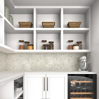 Ivory Gold - 12x12 Pietra Divina Triangle Intricate Geometry Mosaic Natural-Look Polished Smooth Marble Tile