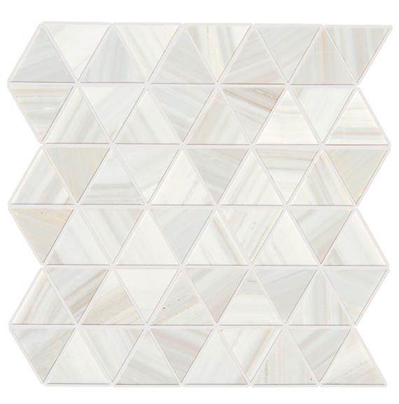 2 Pietra Divina Triangle Intricate Geometry Mosaic Natural-Look Polished Smooth Marble Tile Ivory Marble