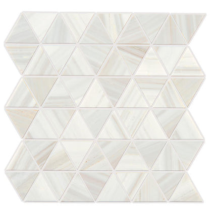 2 Pietra Divina Triangle Intricate Geometry Mosaic Natural-Look Polished Smooth Marble Tile Ivory Marble