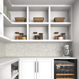 Ivory Marble - 12x12 Pietra Divina Triangle Intricate Geometry Mosaic Natural-Look Polished Smooth Marble Tile