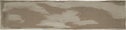 3x12 Artigiano  Natural Solid-Color Glossy Undulated Ceramic Tile Taupe Gray