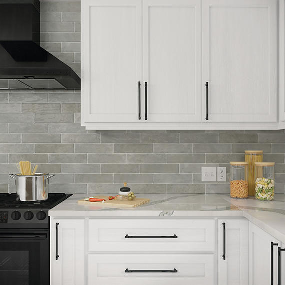 3x12 Mesmerist  Natural Solid-Color Glossy Undulated Ceramic Tile Stone Gray