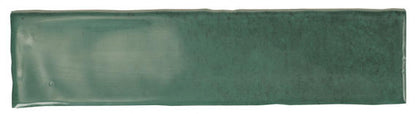 3x12 Mesmerist  Natural Solid-Color Glossy Undulated Ceramic Tile Forest Green