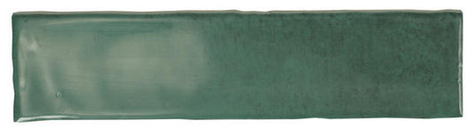 3x12 Mesmerist  Natural Solid-Color Glossy Undulated Ceramic Tile Forest Green