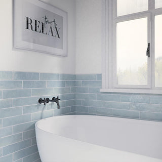 Ice Blue - 3x12 Mesmerist Natural Solid-Color Glossy Undulated Ceramic Tile