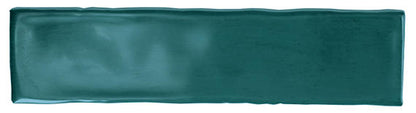 3x12 Mesmerist  Natural Solid-Color Glossy Undulated Ceramic Tile Deep Teal