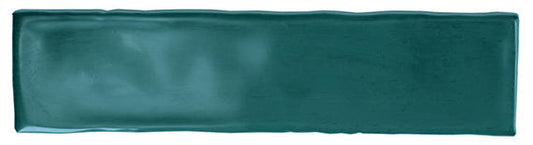 3x12 Mesmerist  Natural Solid-Color Glossy Undulated Ceramic Tile Deep Teal