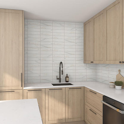 3x12 Mythique Marble  Natural Marble-Look Matte Smooth Porcelain Tile Light Cream