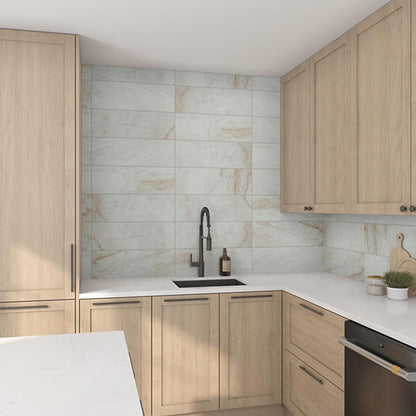 3x12 Mythique Marble  Natural Marble-Look Matte Smooth Porcelain Tile Pale Beige