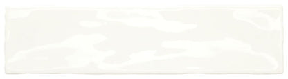 3x12 Costa Clara  Natural Solid-Color Glossy Undulated Ceramic Tile Cloud White
