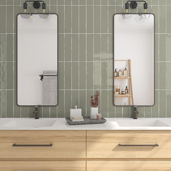 3x12 Costa Clara  Natural Solid-Color Glossy Undulated Ceramic Tile Pelican Beige