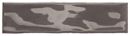 3x12 Costa Clara  Natural Solid-Color Glossy Undulated Ceramic Tile Ocean Gray