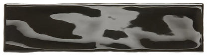 3x12 Costa Clara  Natural Solid-Color Glossy Undulated Ceramic Tile Sea Black