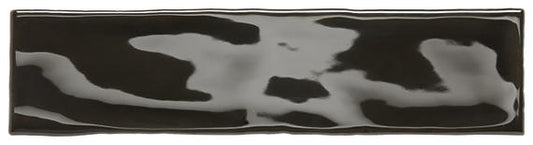 3x12 Costa Clara  Natural Solid-Color Glossy Undulated Ceramic Tile Sea Black