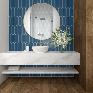 Deep Blue - 3x12 Stagecraft Picket Natural Solid-Color Glossy Undulated Ceramic Tile
