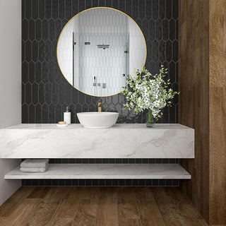 Jet Black - 3x12 Stagecraft Picket Natural Solid-Color Glossy Undulated Ceramic Tile
